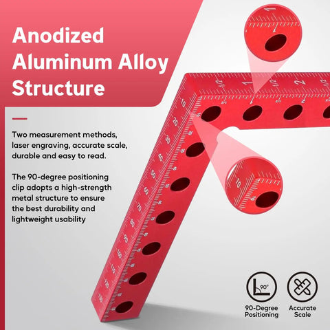 Pro Grade 90 Degree Corner Clamps For Woodworking Aluminum 5.5x5.5 Inch Right Angle Jigs CNC Precision Ultra Fixed L Shaped Clamps Pack Of 4 For Exact Corners And Rock Solid Joints, red aluminum