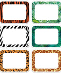 180 Pcs Animal Print Name Tag Stickers Self Adhesive Leopard Safari Labels For Back To School Classroom Desk 3.4 X 2.5 Inch