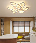 Dope Modern LED Ceiling Light Dimmable Flower Shape Flush Mount 9 Head Acrylic Petals in living room