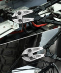 18 Inch Heavy Duty Bolt Cutter with Chrome Molybdenum Steel Jaws in use cutting metal wire in workshop setting
