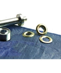 Grommet Kit With Tools For Canvas And Leather Repairs 20 Piece Camping Grommets Set with grommets and blue tarp