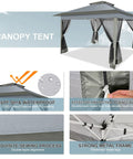 12x12 Ft Pop Up Gazebo With Netting, Easy One Person Setup No Tools Needed In Minutes, 3 Height Settings, Portable Carry Bag
