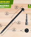 Heavy Duty Wood Screws Pack Of 50 Size 14 By 6 Inches With Hex Head And Hex Socket Black Alloy Steel for decking and fencing