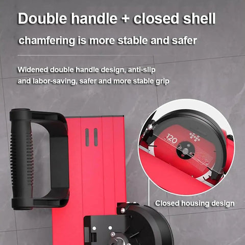 Straight Shooting Portable Electric Tile Chamfering Machine With Quick Thickness Adjustments And Rust Proof Aluminum Frame showing double handle design.