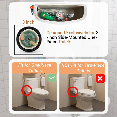 Diagram showing 3 Inch Toilet Flush Valve Repair Kit For Universal Fit On Most One Piece Toilets Includes Drain Valve Stainless Steel