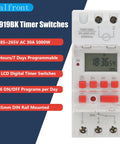Programmable Digital Timer Switch 85 To 265V 30A With LCD Countdown Display, 24 Hours 7 Days Scheduling, 16 On Off Settings