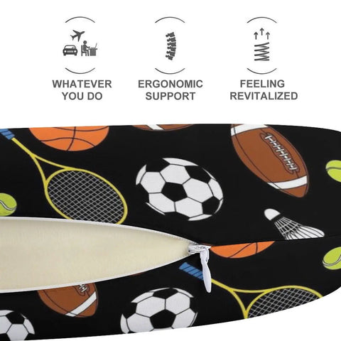 Women Memory Foam U Shaped Neck Pillow For On The Go Comfort Portable Travel Pillow with sports pattern and zippered cover