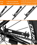 Pro Grade Bike Chain Repair Tools Kit wear indicator tool used on a bicycle chain with step-by-step instructions visible.