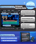 12 Channel Audio Mixer For Live Stage Performance With Independent Mute, Built In 7 Band Equalizer And 99 Reverb display panel
