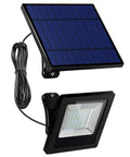 30 LED Solar Powered Outdoor Flood Light With IP65 Waterproof Build, shown with solar panel and adjustable mount.