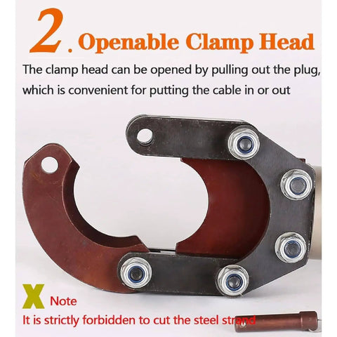 Heavy Duty Hydraulic Cable Cutter For Copper And Aluminum Up To 95mm, Handheld Electric Wire Cutting Tool For Armored Cables, Beefy Pro Grade Performance For Electrical Maintenance, Cable Laying, Mining And Construction openable clamp head