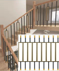 Top Shelf Square Metal Balusters And Staircase Spindles For Deck Railings 37 Inch High built like a tank, featuring black and gold finish.