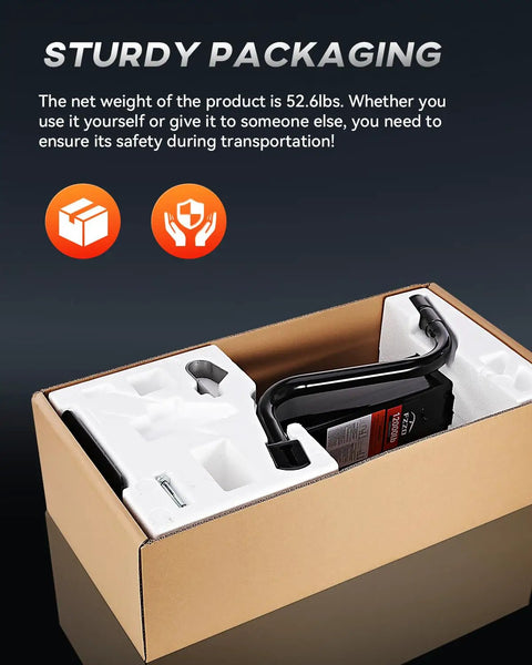 Heavy Duty Trailer Jack 12000 Lbs Side Mounted Direct Weld 26 Inch Vertical Travel Adjustable packaged in a box