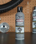 Electronic Shifting Cleaner Aerosol For Bike Drivetrain Nine Ounce Quick Dry Degreaser on workbench