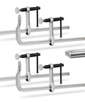Heavy Duty 12 Inch F Clamps Set For Welding And Metalworking, 1320 Pounds Load Capacity, 4.75 Inch Throat Depth, All Steel Construction, Four Pack Bar Clamps For Woodworking And Metal Fabrication Projects.