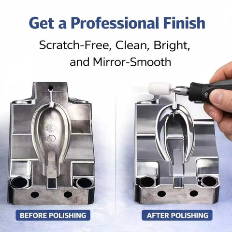 Buffing Wheel Polishing Bits Kit For Rotary Tools One Eighth Inch Shank 20 Piece Set on metal before and after polishing