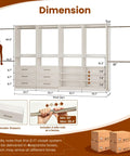 Dimensions of Modular Closet System With Six Drawers And Ten Open Shelves Housing Eight Hanging Rods creating a custom walk in closet.