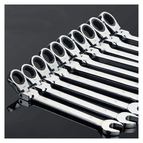 Flexible Ratchet Spanner Set 11 To 32mm With Combination Head Wrench, Easy Grip Adjustable Hand Tool For Car Repairs