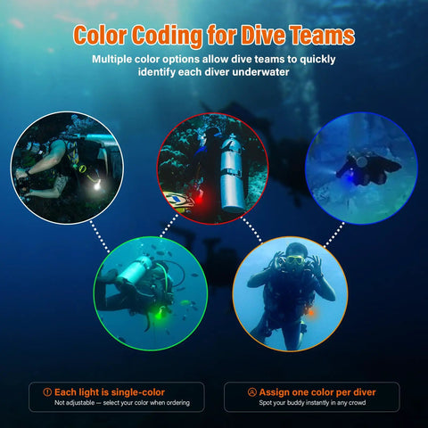 Divers using SD01PRO Upgraded Bright Dive Signal Light Submersible Beacon Mini Tank Marker For Scuba