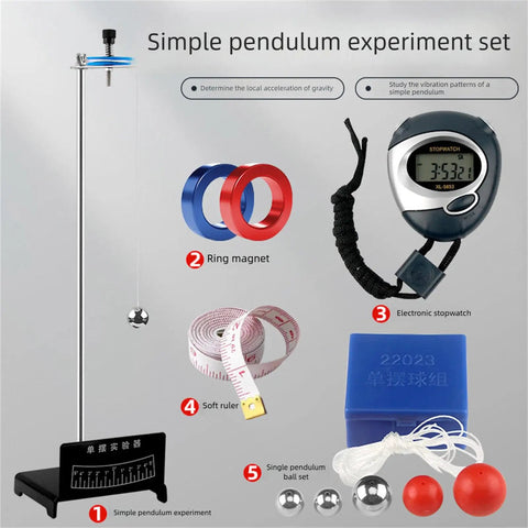 Pro Grade Metal Pendulums Experiment Set for Physics Classrooms and Labs with stopwatch, magnets, ball set, and scale