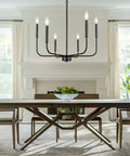 Six Light Industrial Black Chandelier For Dining Room And Living Space Dope Modern Farmhouse Pendant Light over dining table