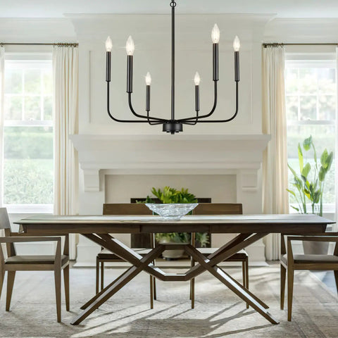 Six Light Industrial Black Chandelier For Dining Room And Living Space Dope Modern Farmhouse Pendant Light over dining table