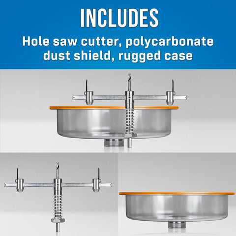 AHC 10 Pro Round Hole Saw Cutter With Dust Shield And Case, includes polycarbonate shield and adjustable arms