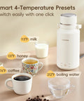 On The Go 1Liter Electric Kettle Portable Travel Kettle 304 Stainless Steel Quick Boil 600W With Four Temperature Settings