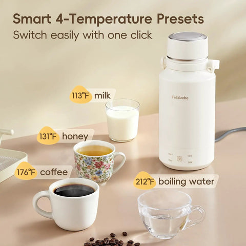 On The Go 1Liter Electric Kettle Portable Travel Kettle 304 Stainless Steel Quick Boil 600W With Four Temperature Settings