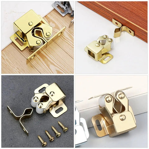 Six Pack Metal Ball Catch Cabinet Latches With Spring Double Roller Catchers Gold Finish Interior Cabinet Hardware