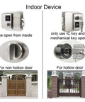 Heavy-Duty Waterproof Fingerprint Door Lock With IC Card Reader For Outdoor Gate And Entrance IP65 Rated showing indoor device features.