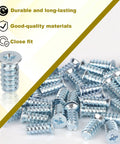 Shop Grade 50 Pack Zinc Plated Drawer Rail Screws Compatible With Ikea 100349 Cabinet Replacement Hardware solid screws in blue zinc finish.