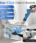Straight Up High Pressure Toilet Plunger With Real Time Gauge For Rapid Drain Clearing And Sink Unclogging That Blows Out Gunk Fast showing flexible sealing head in toilet.
