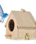 Wooden Bird House Hanging Outdoor Nest Box For Garden Decor Cozy Yard Friendly Patio Haven For Robins Budgies Sparrows Finches And Other Medium Birds Perfect For Backyards And Patios And Makes A Great Gift For Bird Lovers with blue bird