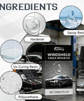 Windshield Crack Repair Kit Upgraded 2026 DIY Glass Repair Liquid For Chips And Cracks Quick Fix For Cars Two Pack ingredients