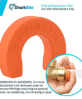 Three Quarter Inch Disconnect Clip For Push To Connect Brass Plumbing Fittings Quick Release Tool No Tools Needed For Easy Removal Fits Universal Push To Connect Brass Fittings U712A, 3/4-inch orange clip shown in use.