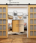 Bypass Sliding Barn Door Rail Hardware Kit, Heavy Duty Carbon Steel Tracks, Double Door System, installed in living room