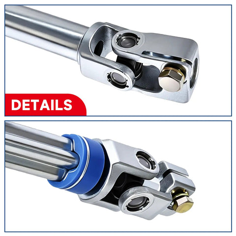 Steering Column Lower Intermediate Shaft Replacement for Ford F-150 2009 2010 2011 2012 2013 2014 and Lincoln Navigator With U-Joint Coupler Built Tough High Strength Steel and Anti Rust Protection for Long Lasting Performance, close-up of U-joint shaft detail