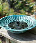 12.3 Inch Solar Fountain Bird Bath For Outdoors Metal Bird Bath Fountain For Garden And Patio Decor Blue No Wiring Needed