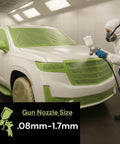 LiME LiNE 2K clearcoat automotive spray kit used on white SUV in a spray booth with green masking tape.