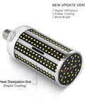 Two Pack 60W LED Corn Light Bulbs 6000 Lumens 6500K Daylight White E26 E27 Base with heat dissipation slot visible