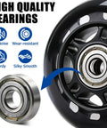 Close-up of 8 Pack 76mm 84A Inline Skate Wheels with ABEC 7 bearings, showing smooth design and bearing detail.