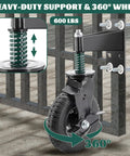 8 Inch Gate Wheel With Brake Heavy Duty Caster For Metal And Wood Fences 600Lb Capacity 360 Degree Rotation Spring Loaded
