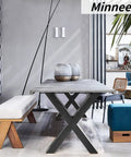 Set Of 2 Industrial Country Style Steel Table Legs For 28 By 30 Inch Tables supporting dining table in modern room.