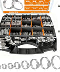200 Piece Hose Clamp Kit Assortment In Heavy Duty 304 Stainless Steel Worm Gear Clamps One Quarter To Two Inches Range Eight Size Automotive Fuel Line Radiator Coolant Hose Clamp Set Ideal For Automotive Repairs And DIY Projects in black storage case