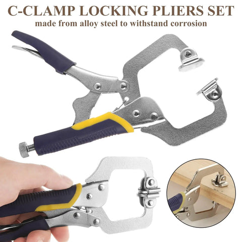 Six Pack 6 Inch Locking C Clamp Pliers Set Heavy Duty Pro Grade Welding Clamps With Adjustable Jaws Built To Last Regular Tip And Swivel Pad For Shop Home Farm Auto Workshop Woodworking Cabinetry And Repairs, alloy steel clamp