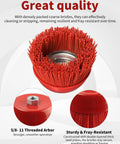 4 Inch Nylon Cup Brush For Angle Grinder And Drill With 5/8-11 Threaded Arbor Heavy Duty Abrasive Wheel Red