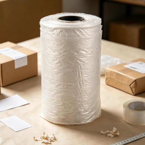 Air Cushion Wrap Roll 984ft Inflatable Bubble Cushions For Packaging And Shipping Supplies on a packing table