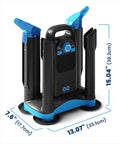 Badass Upgraded Boot Dryer For Work Boots And Training Shoes With Integrated Ozone Deodorizer And Rapid Heat Circulation, dimensions displayed.