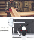 Heavy Duty Aluminum Router Lift Kit And Table Insert Plate With Stainless Steel Mounts For Serious Woodworking and Milling Work, showing adjustable lift and clamping features.
